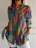 3D Abstract Pattern Women's Long Shirt with Drop Shoulder Sleeves