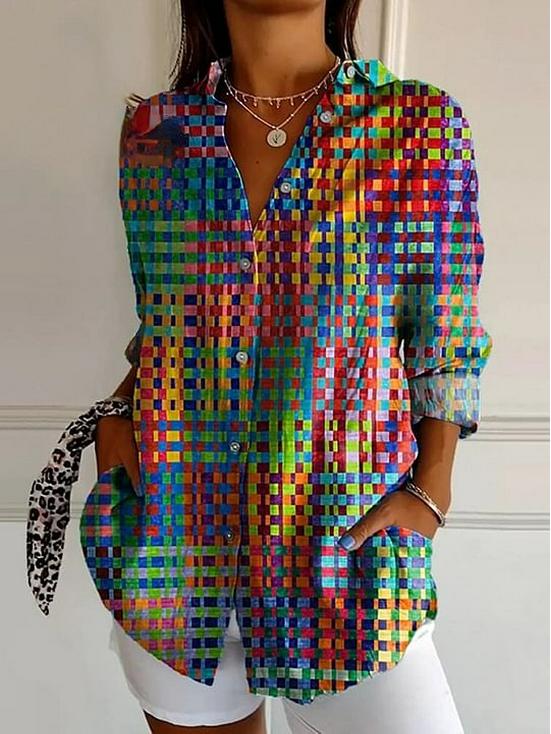 3D Abstract Pattern Women's Long Shirt with Drop Shoulder Sleeves