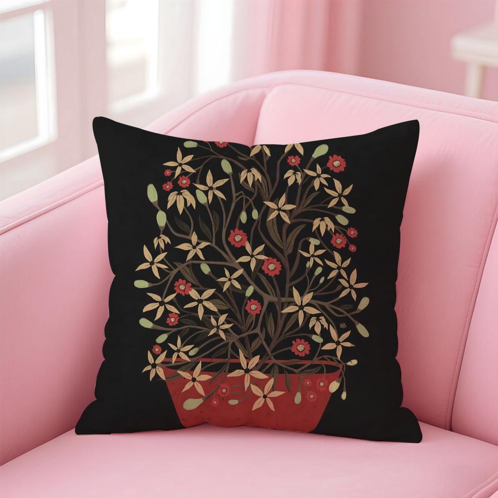 Vintage vase print Cushion Cover Linen Pillowcase Cover Soft Decor for Sofa Home Room
