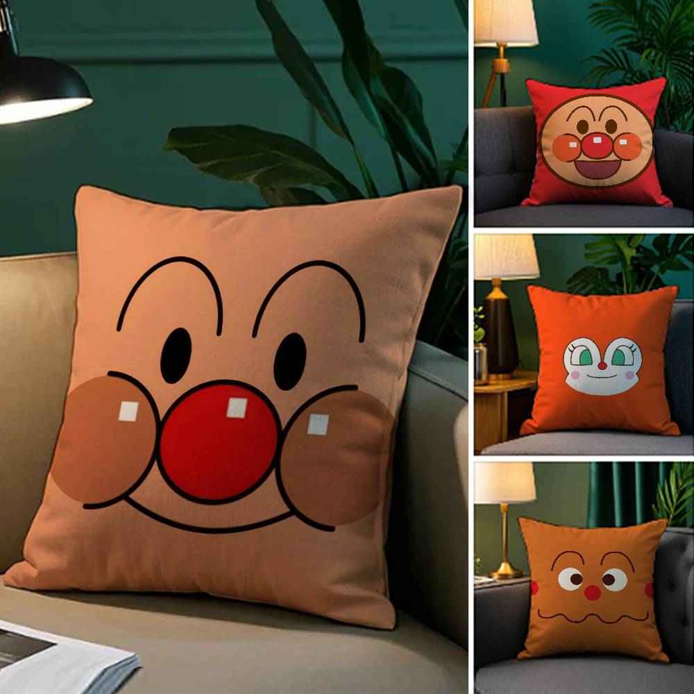 Klassischer Anime-Anpanman-Kissenbezug für bequemes Sofa oder Bett. Seidig-elegant mit unsichtbarem Reißverschluss. Dekorativer Kissenbezug.