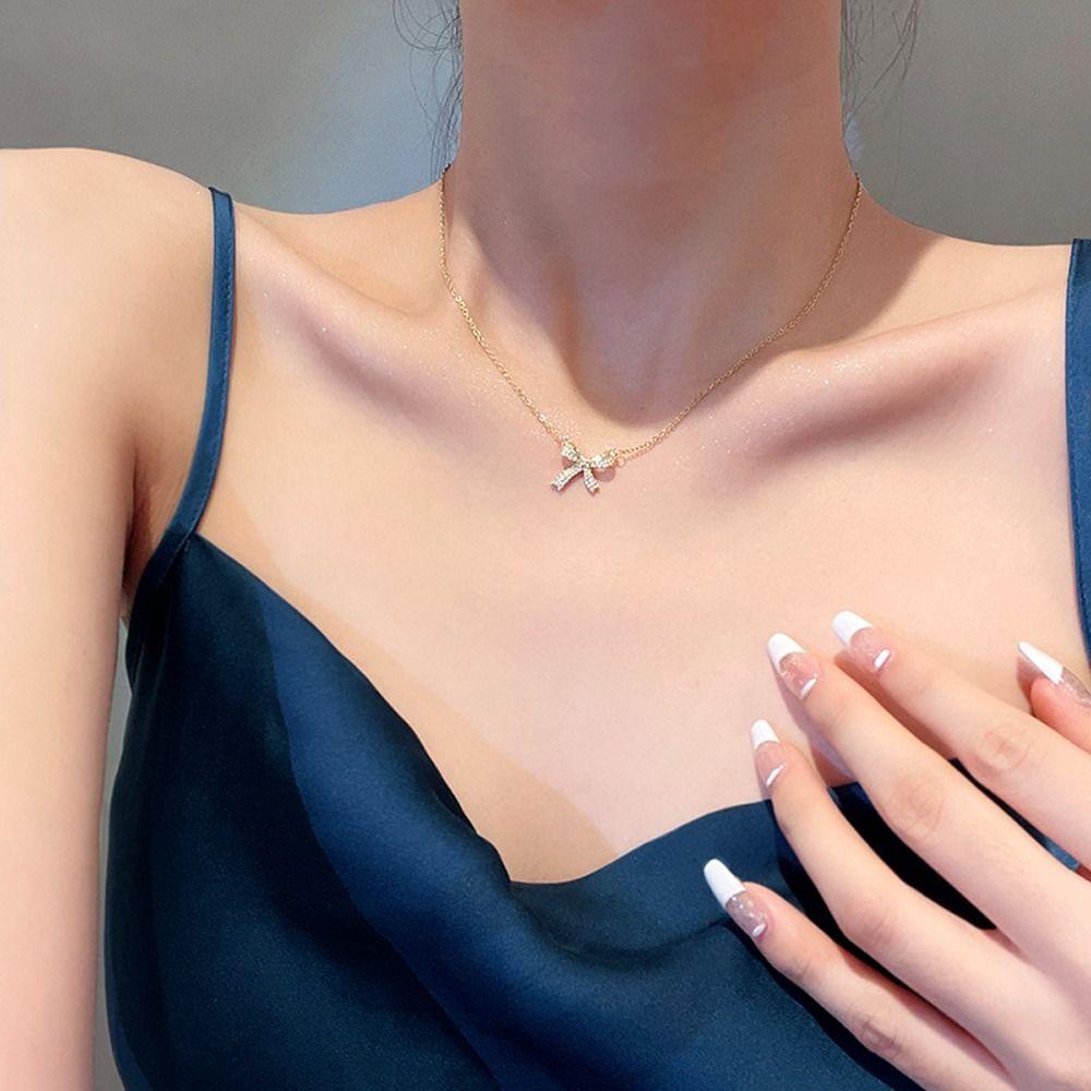 Zinc Zinc Alloy Bow Pendent Girl Gift Women Necklace Korean Style Necklace Fashion Jewelry Girl Choker