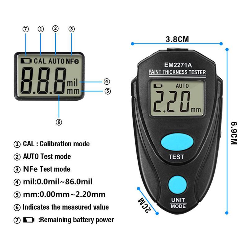 Coating Thickness Testing Measuring Tool Wide Range Of Applications Convenient Battery Included Precision Thickness Gauge