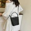 Summer fashion handbag small bag women's 2025 new diamond bucket bag simple shoulder messenger mobile phone bag
