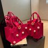 Felt Bag for Women Cute Cartoon Large Capacity Versatile Student Class Handbag for Lunch Bag