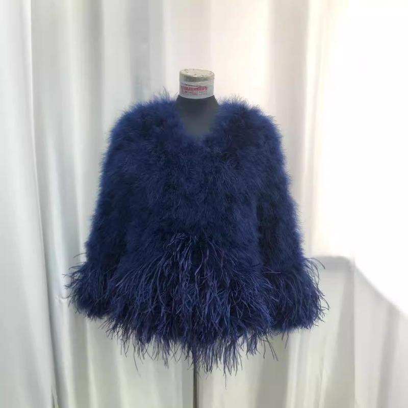 Ostrich fur turkey fur coat women's fur top short winter cotton winter