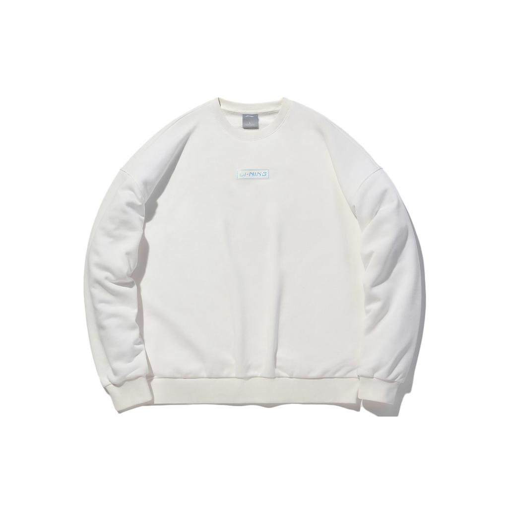 Li Ning Sweatshirts Unisex Ivory Crew Neck Moderate Regular AWDQ652-8