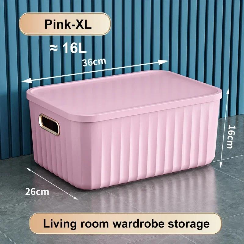 Sundries Storage Boxes with Lid Light Luxury Snacks Toys Storage Basket Household Wardrobe Organizer Clothes Nordic  Solid Color