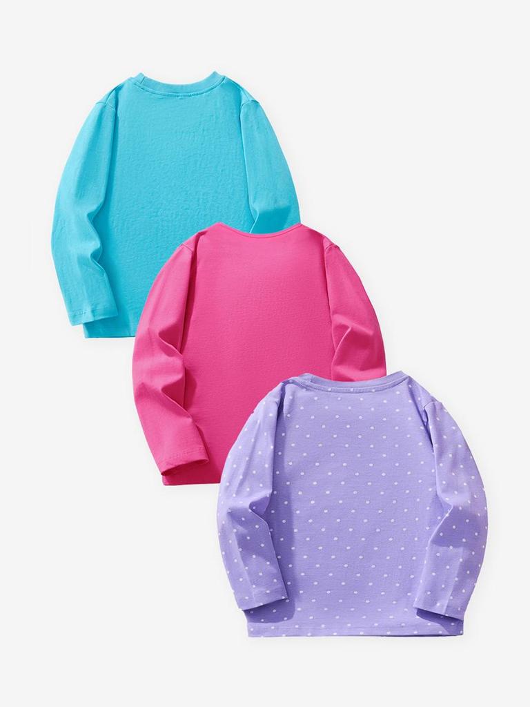 Unicorn Print Embroidered Kids' Long-Sleeve T-Shirt Set: 3-Piece Autumn/Winter 2025 Collection