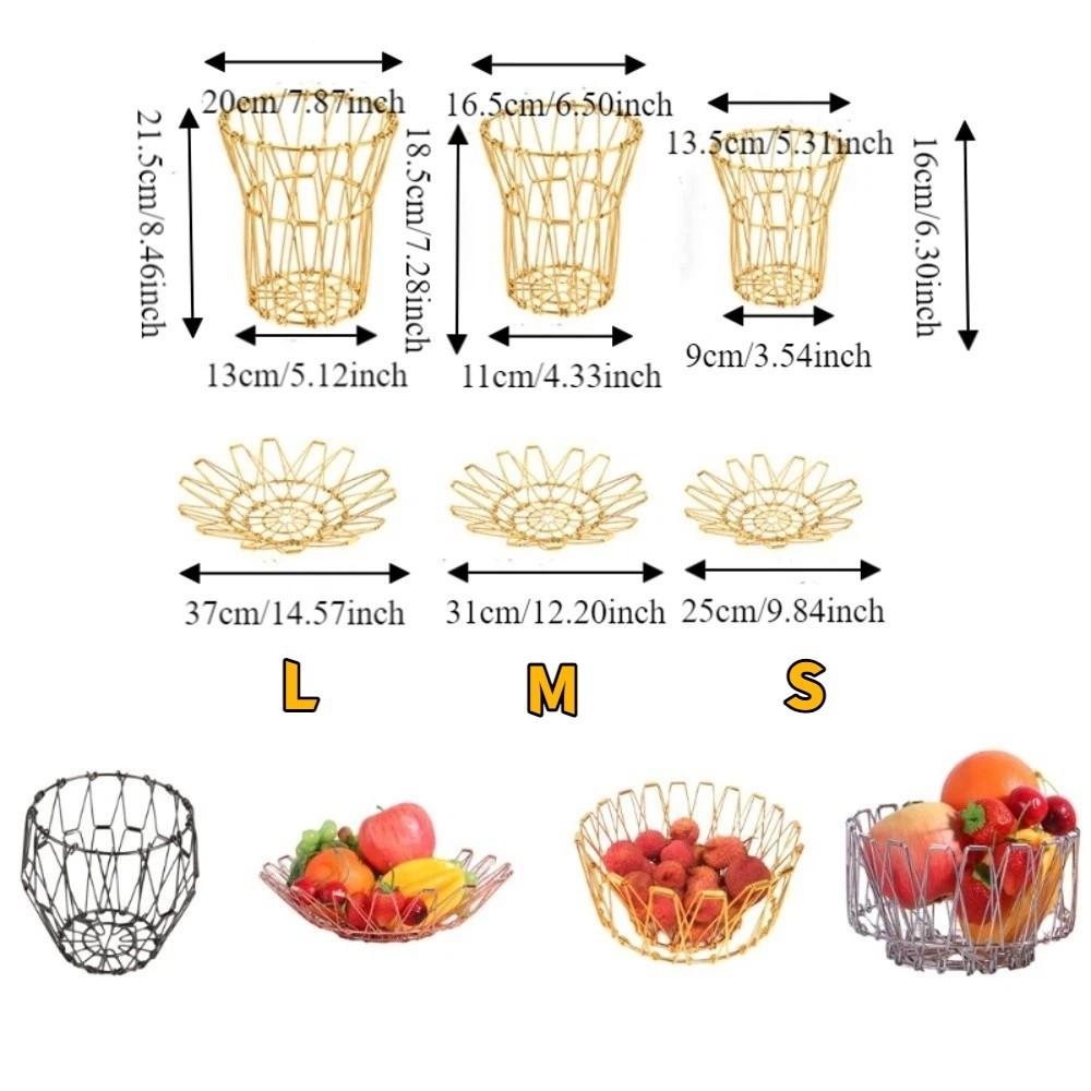 Multi-functional Hollow Structure Foldable Fruit Basket Scalable Simple Candy Dessert Rack Modern Storage Basket Desktop Storage