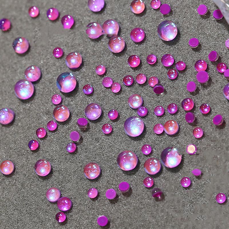 100 Stück Gemischte Größe Aurora Meerjungfrau Perlen Nailart Dekoration Sommer Teile Bunte Macaron Blasenperlen Nagelanhänger DIY Maniküre