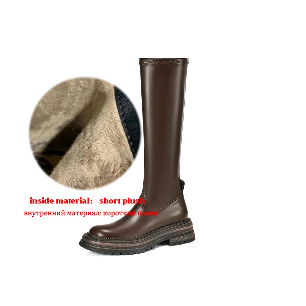 Krazing Pot Microfiber Autumn Winter Shoes Thick Bottom Platform Size 43 Long Boots Zipper Punk Style Thigh High Boots