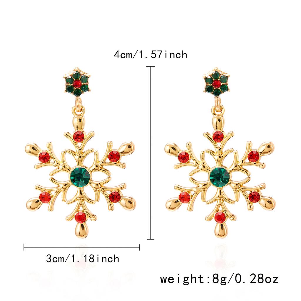1 Pair of Fashion Christmas Earrings Creative Pearl Diamond Snowflake New Year Earrings Crystal Holiday Ear Hook Earrings Elegant Zircon Earrings