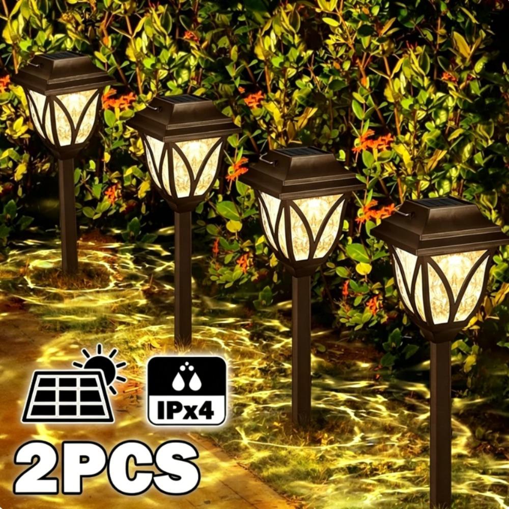 2PCS Solar Yard Lights Bright Lawn Lights Outdoor Waterproof Led Solar Pathway Lights Landscape Path Lights