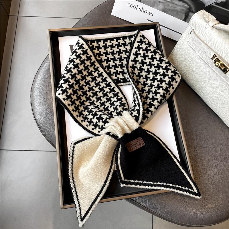 

Женский шарф с узором «гусиная лапка» — корейский стиль, осень/зима, теплый и милый воротник, расширенная коллекция 2022 г.