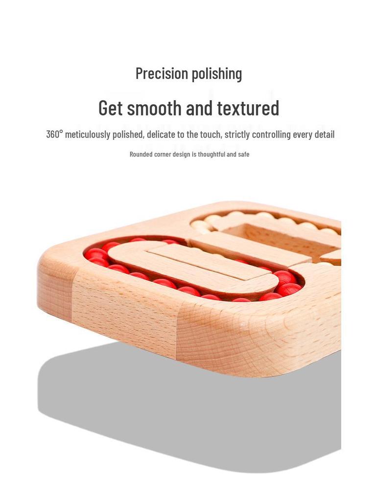 Beech Wood Planar Sliding Ball Puzzle: Luban Lock Brain Teaser for Adults & Kids
