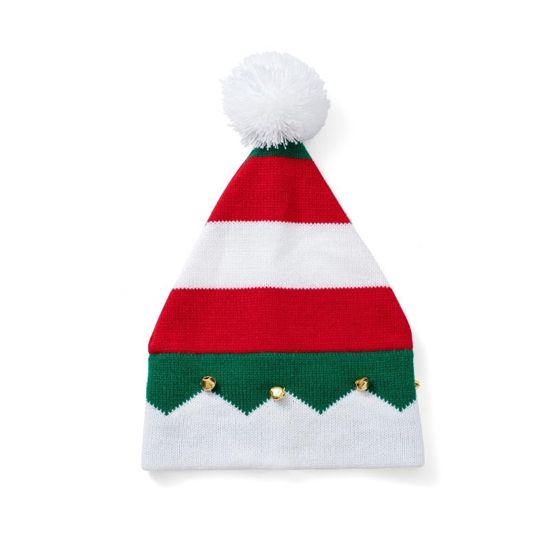 Kids Striped Knitted Beanies Soft Warm Winter Pompom Caps Christmas Party Santa Hats Knitting Hat For Girls Boys