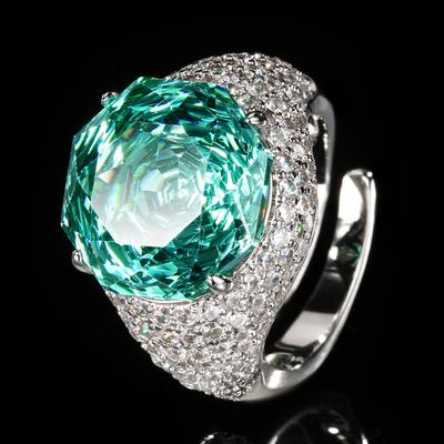 Schmuck Kupferboden Vergoldet Imitation Rosenschliff Para Grün Retro Ring Hauptstein 14mm