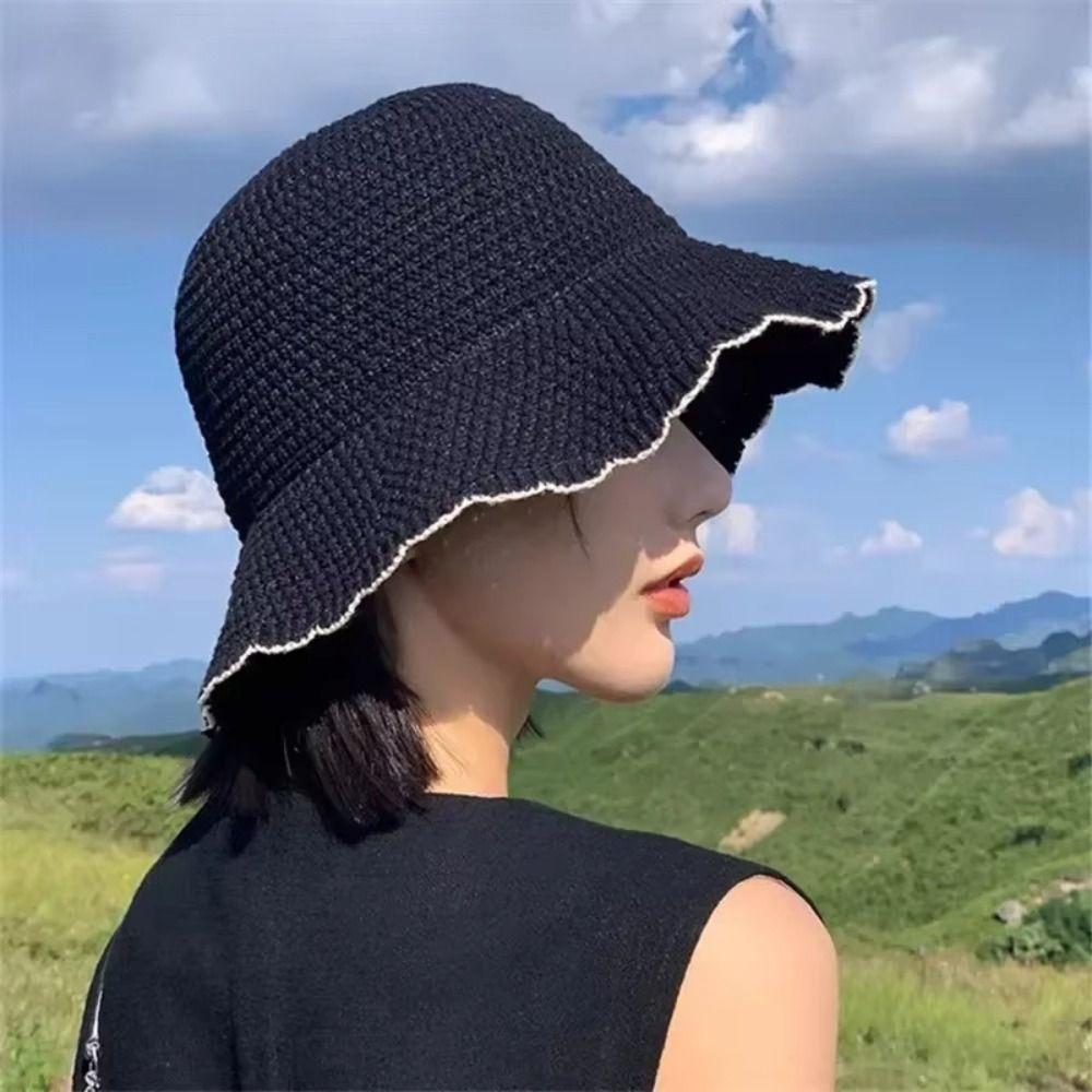 Foldable Fisherman's Hat Breathable Outdoor Sun Hat Casual Knit Bucket Hat