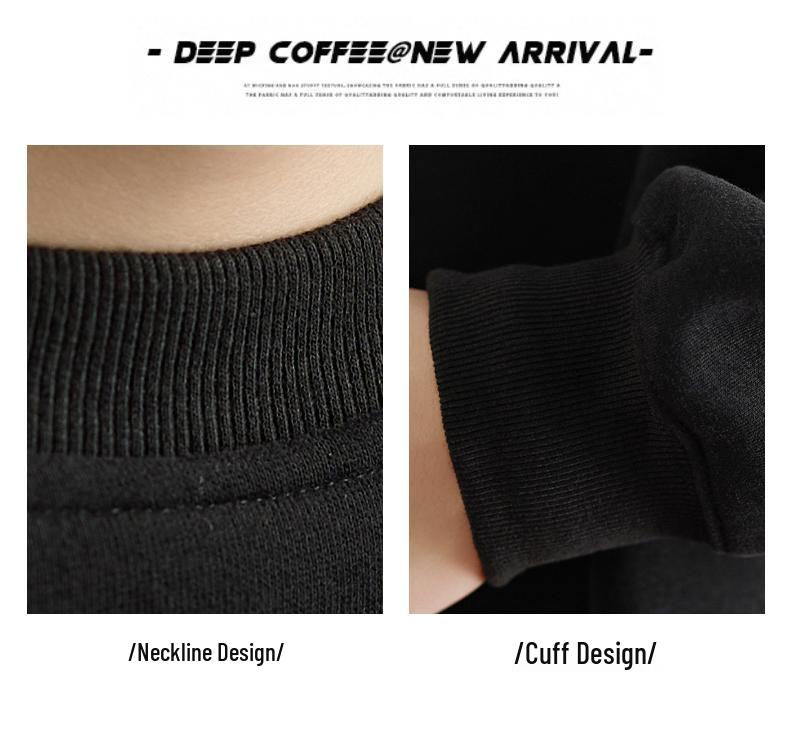 Men's American Style Heavyweight Crewneck Sweatshirt - New Autumn Arrival, Trendy, Loose, Solid Color, Versatile Casual Base Layer.