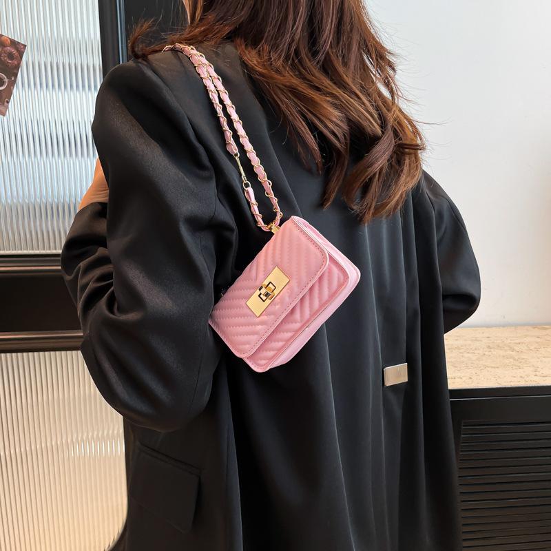 Borsa a tracolla a catena con filo ricamato da donna, nuova moda primavera ed estate, borsa a tracolla, chiusura, mini borsa quadrata