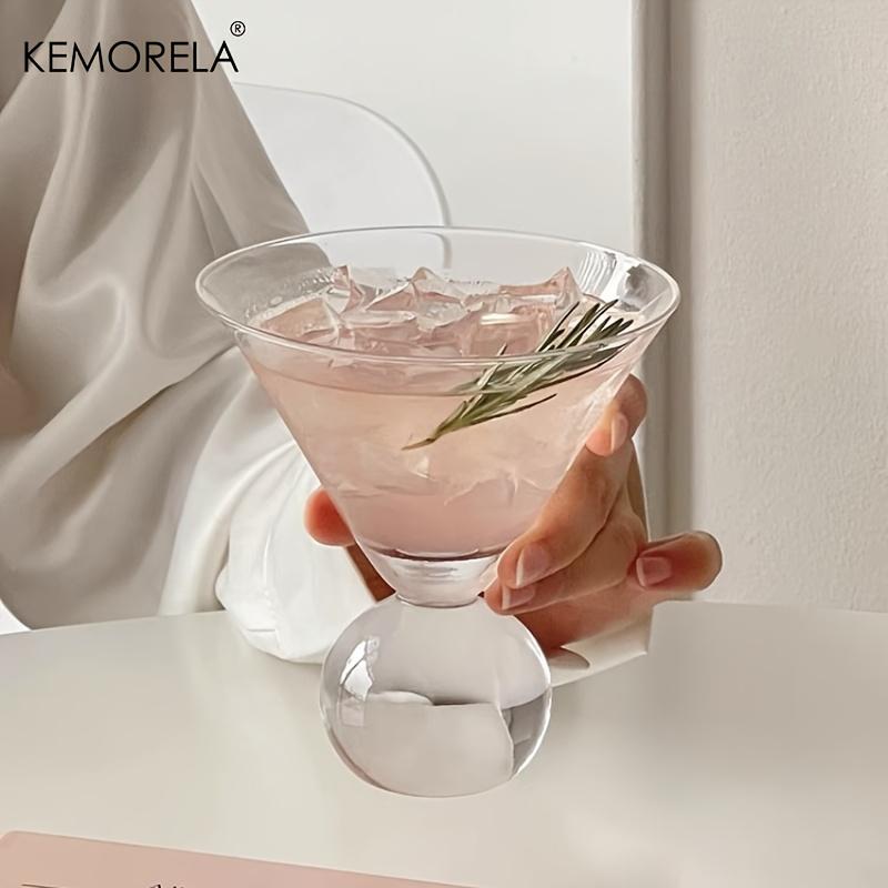 KEMORELA Martini Glass Cup 260ML Short Foot Beaded Cocktail Glasses Cups Thin Champagne Glass Transparent Wine Glasses Cup
