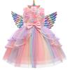 Neues Einhorn-Kleid für Mädchen 1-10 Jahre Kinder Blumenkuchen Prinzessinnenkleid Karneval Halloween Aufführungskleidung