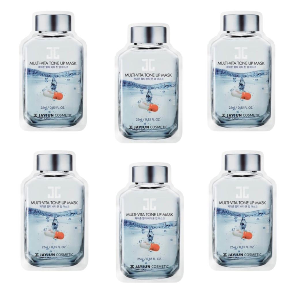 JAYJUN Multi-Vita Tone up Mask 6 x 25 ml - Maska na płachcie o działaniu rozjaśniającym, zestaw 6 sztuk