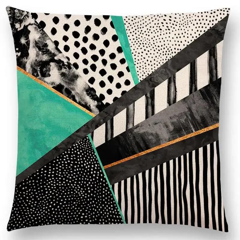 New Colorful Blocks Layers Stripes Geometric Combination Gold Lines Gorgeous Prints Cushion Cover Throw Pillow Case