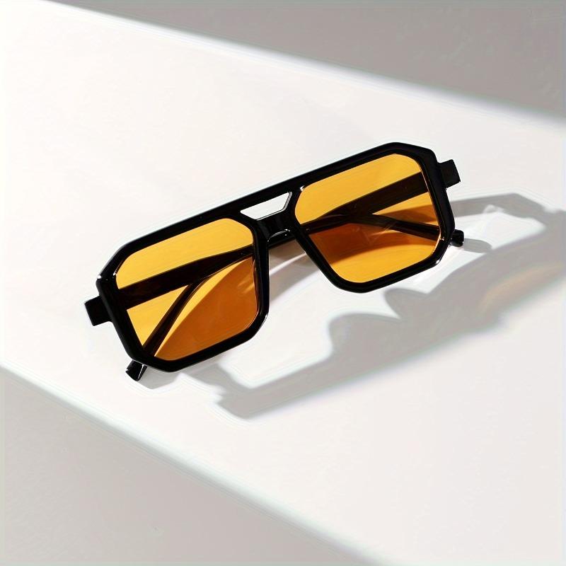 Non-polarized Men Square Double Bridge Sunglasses Casual, Daily Wear, PC Frame & Lens, Decorative, Driving Fishing Glasses
