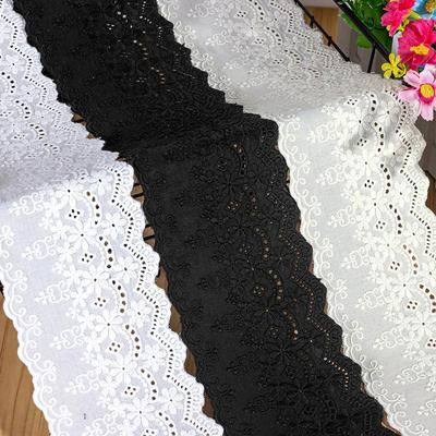 3Yards/lot 9cm Wide Beige/white/8cm Black Quality Cotton Embroidery Lace Cloth Vintage Baby Dress Skirt Hem Cotton Fabric