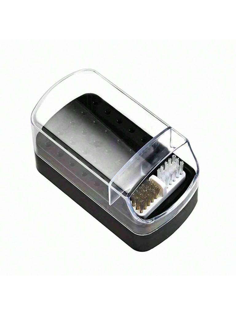 Nail Drill Bits Storage Box with 30 Holes and Cleaning Brush Manicure Salon Grinding Head Holder Nail Art Accessory Organizer