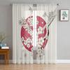 Japanese Cherry Blossom Moon Minimalist Window Tulle Curtains For Living Room Kitchen Modern Window Treatments Voile Curtains
