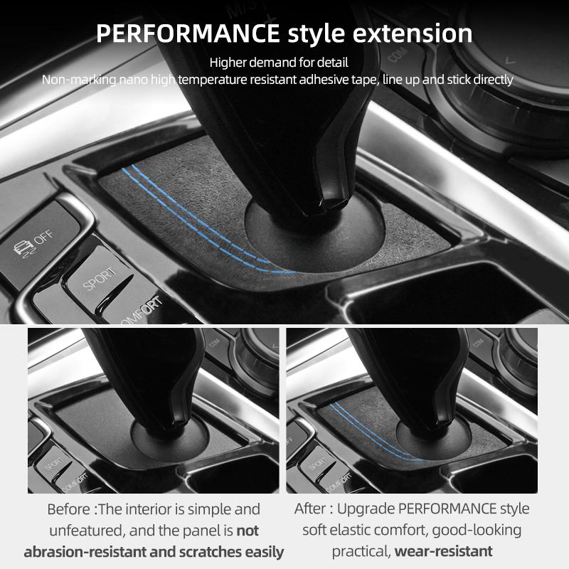 For BMW G30 G32 G38 Series 5 6 GT Made of Alcantara Gear Shifter Panel Trim Performance Sticker Car Interior Tuning Accessories