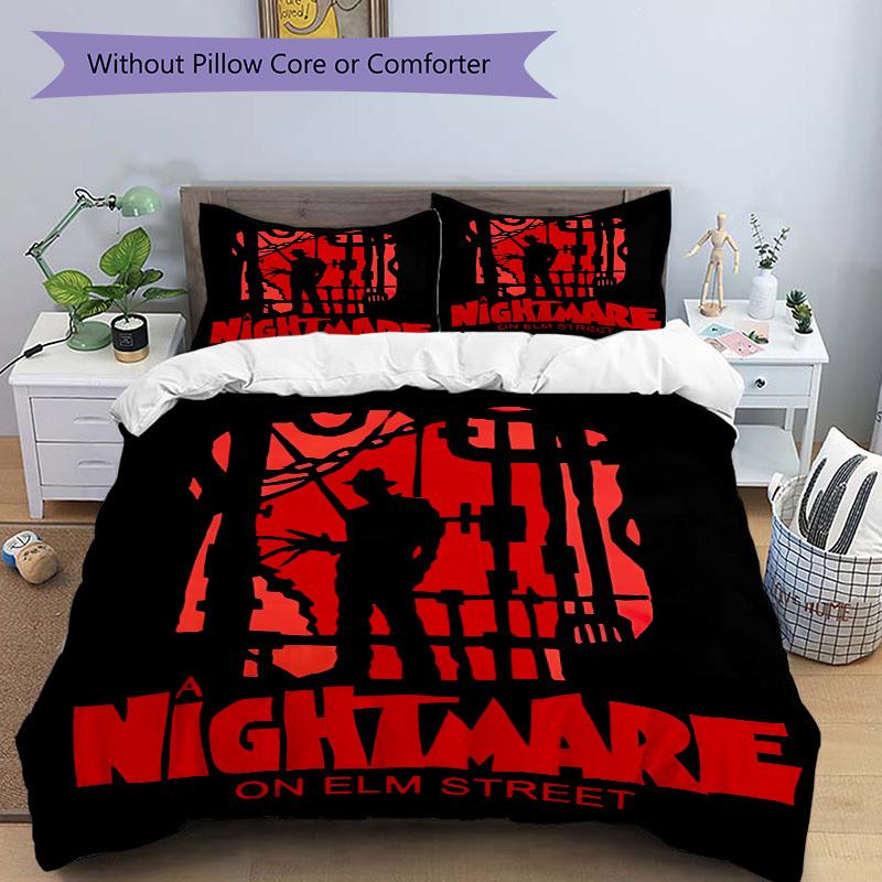 3pcs A Nightmare on Elm Street Bedding Set, Soft Polyester Duvet Cover and Pillowcases Machine Washable Seasons all suitable 64
