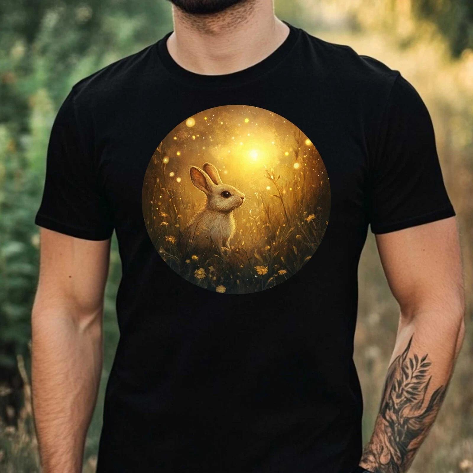 T-Shirt Herren Hase im Mondlicht Motiv Baumwolle Größe XS bis 5XL XXL