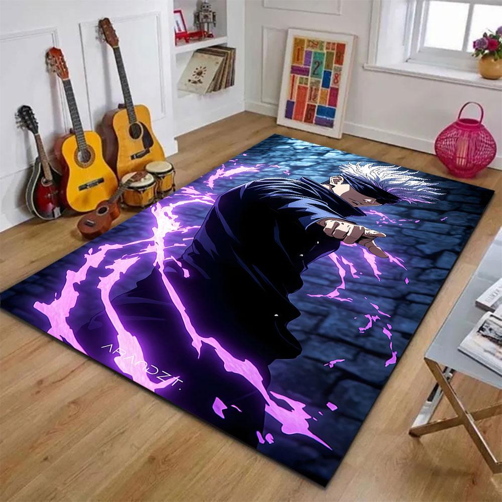 "Blindfolded Hero with Purple Aura" Patterned carpet, suitable as a non slip play mat for the living room and bedroom sofa