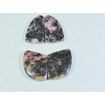Natural Rhodonite Pair Fancy Cabochon Loose Gemstone 2 Pair Lot B-131