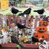 1-9PCS Artificial Black Raven Flocked Feathers Halloween Ghost Party Decoration Spooky Bird Model for Graveyard Scene Prop Favor