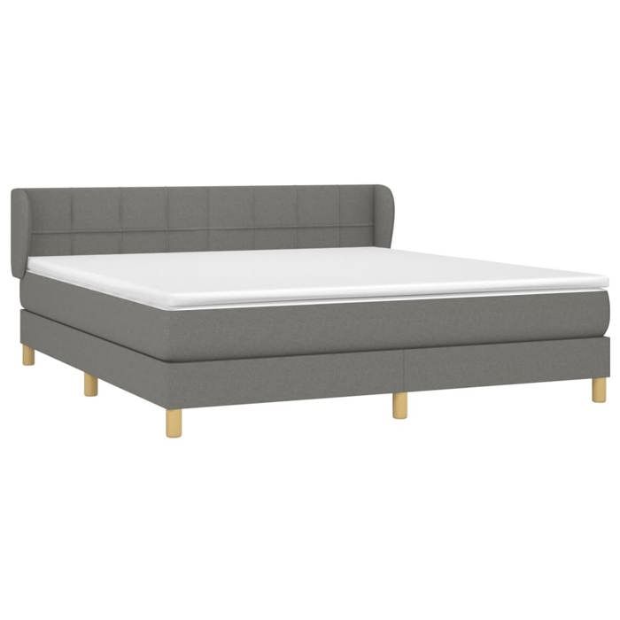 Maison Exclusive - Sommier à lattes de lit avec matelas Gris foncé 160x200cm Tissu