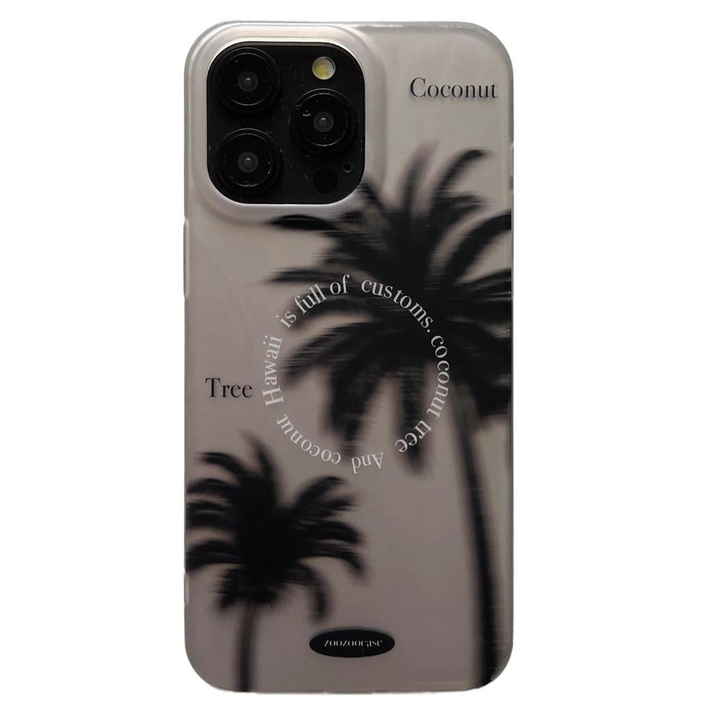 For iPhone 15 Pro Case Coconut Tree Pattern IMD TPU Phone Cover