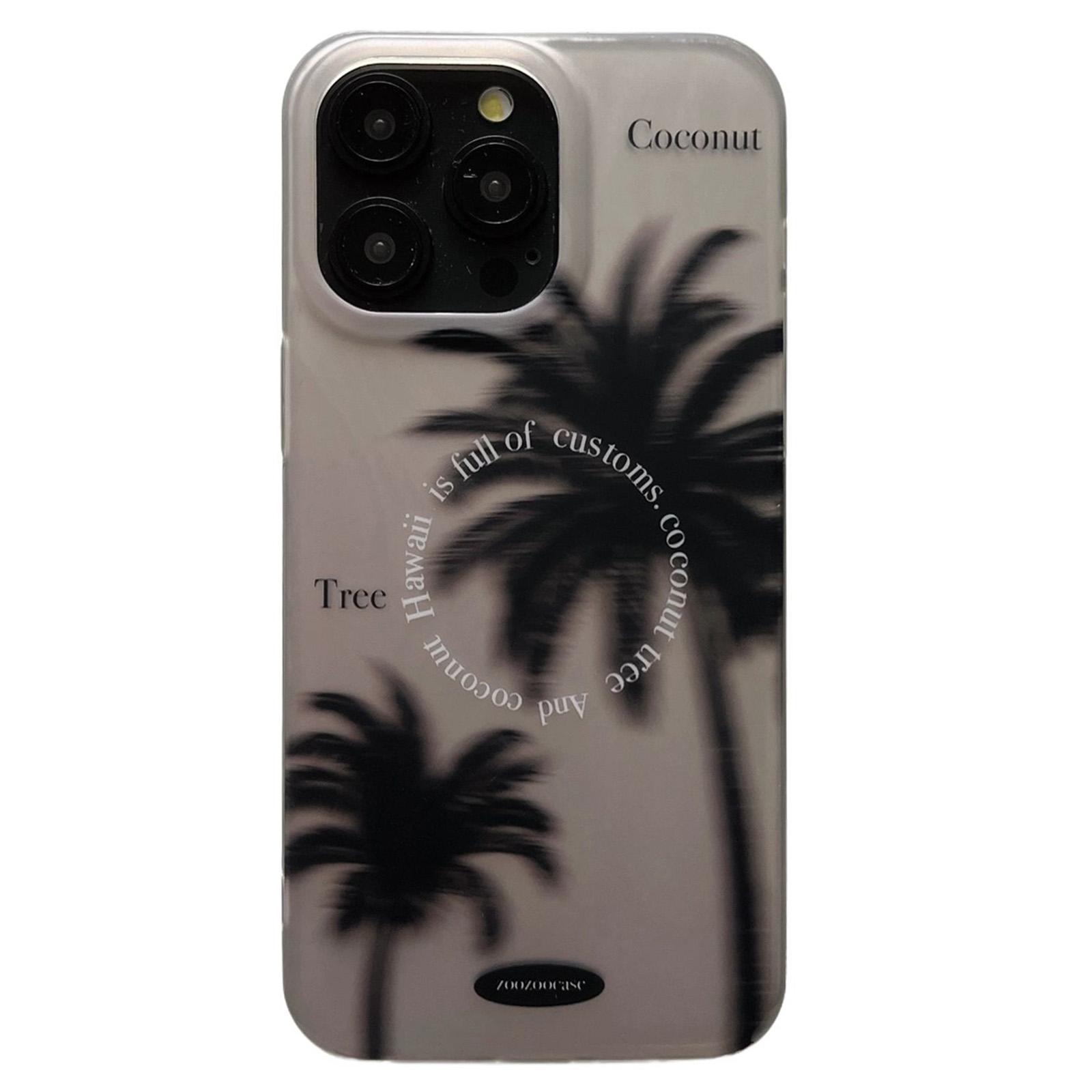 

For iPhone 15 Pro Case Coconut Tree Pattern IMD TPU Phone Cover A