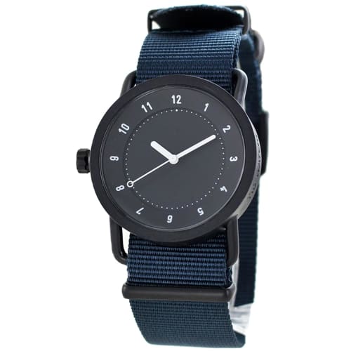 

TID Watches Men s and Women s Unisex Watch with Black Case and Blue NATO Strap, Includes Portable Watch Case (10210123-dcase)