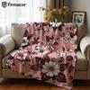 Vintage Floral On Pink Lightweight Microfiber Soft Christmas Fleece Blanket Warm Cozy Throw for Sofa Office Travel All Season