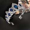 Brautkrone mit Kamm Saphirblau Großer Wassertropfen Kristall Haarkamm Kopfschmuck Hochzeitsaccessoires Krone Kamm