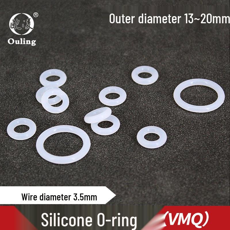 Eco-friendly White Silicone O-ring, 3.5mm Thick, Various Diameters (13-20mm), Excellent Elasticity OD 13*3.5mm (10 pcs) White Silicone O-ring