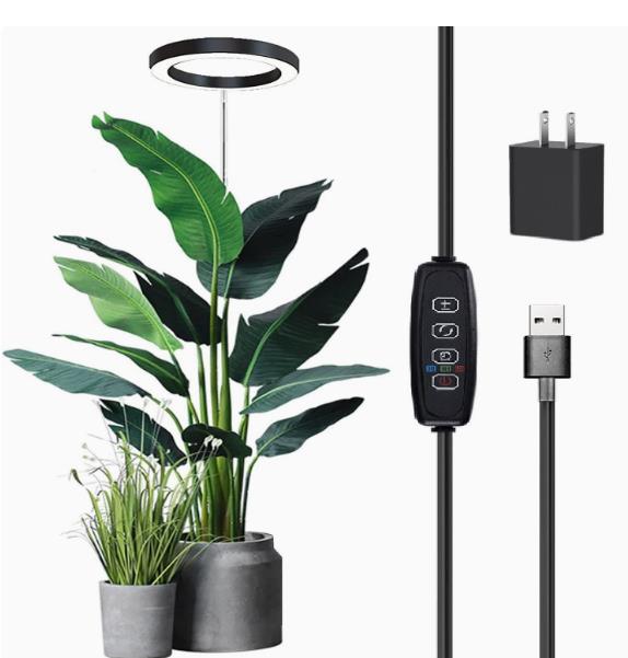 Grow Lights Indoor Plants LED Ring Grow Lights Height Adjustable USB Telescopic Tube Ground Inserted Flower Potted Seedling Lamp