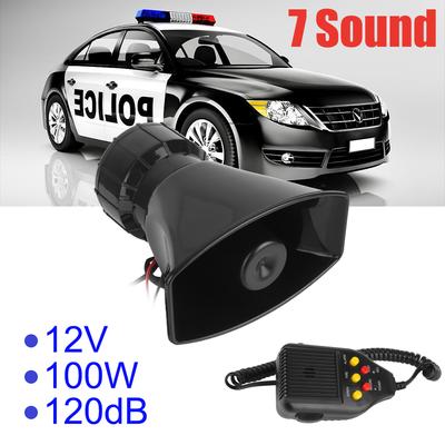 7-Sound Loud Police Fire Siren Car Warning Alarm 12V Speaker Car Horn Horn Loudspeake Air Horn Megaphone for Police Firemen Car Accessories