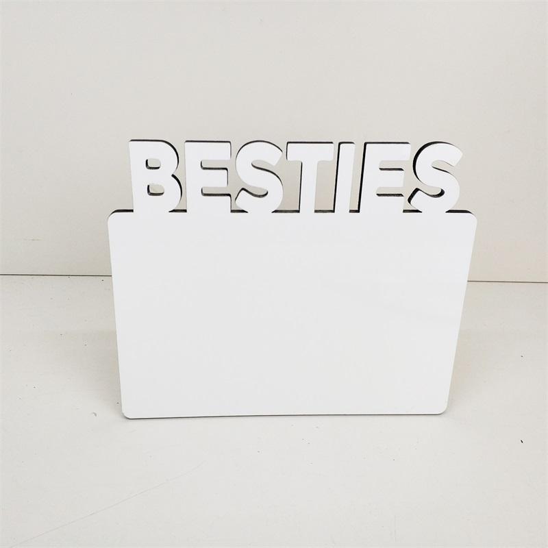 Sublimation Photo Frame Besties Handmade Wooden Picture Panel MDF Photo Frame for Heat Press Sublimation UV Printing (as the picture,150*180*5mm)