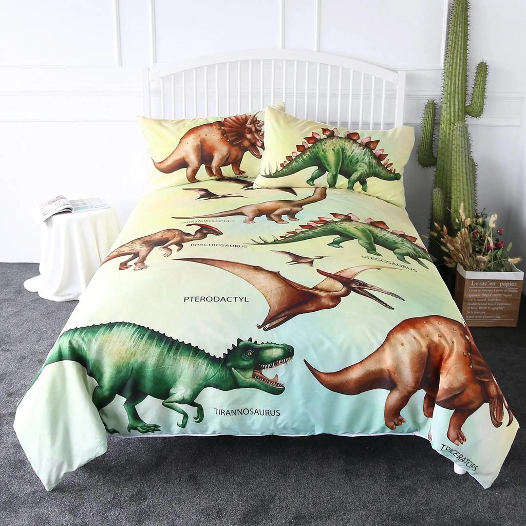 3D Dinosaur Duvet Cover Set Queen Size for Boys Dinosaur Bedding Set T-Rex Dinosaur Comforter Cover Bed Set Home Decor for Teens