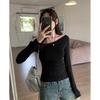 Pure Lust Style Thin Slanted Shoulder Long-sleeved T-shirt Women's Autumn New Lazy Slack Spice Slim Top
